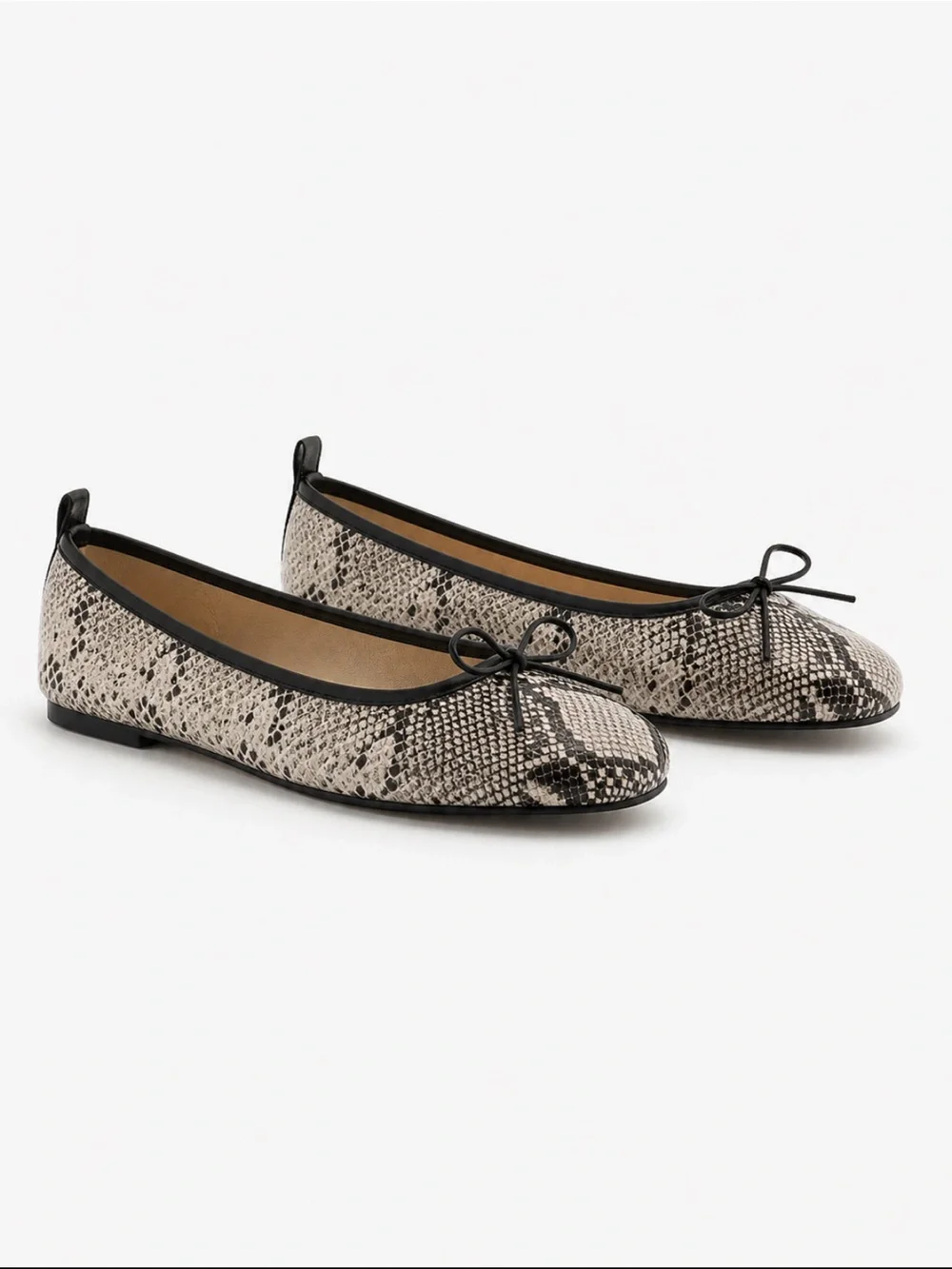 Everlane Day Glove Flat Black Snakeskin Leather Ballet Flats Size 9 NWOB Chic